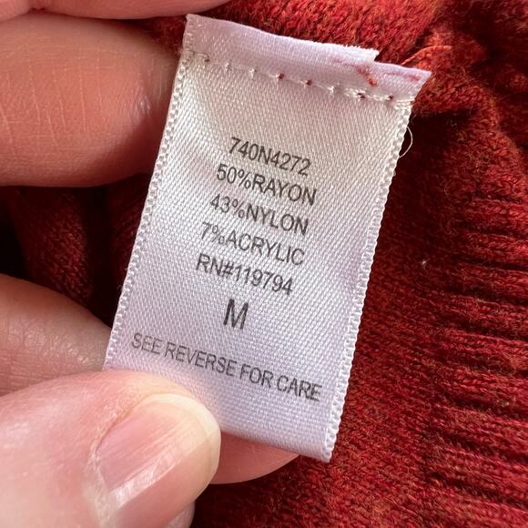 One World Womens Tunic Sweater Pullover Asymmetrical Studded Burnt Orange Medium - Picture 10 of 11